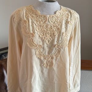 Vintage Kathy Che Yellow blouse size 16